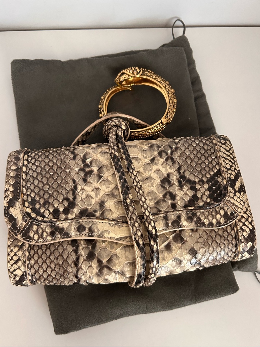 Roberto Cavalli Rare Python Clutch & Bracelet